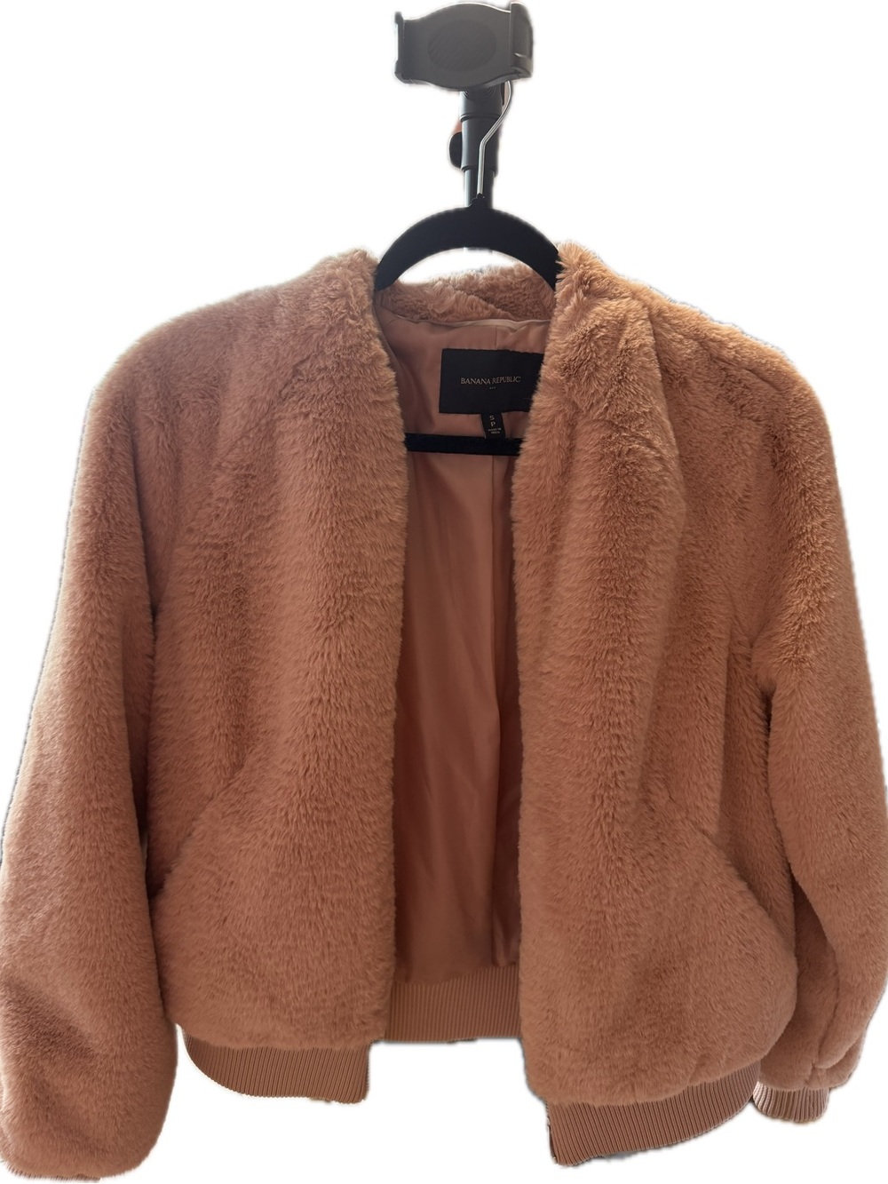 Faux Fur Bomber Jacket - soft pink